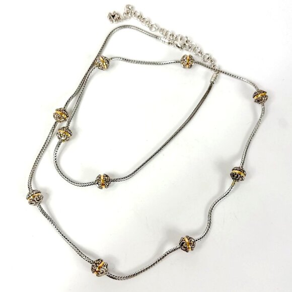 Brighton Mixed Metal 9 Station Chain Necklace Silver Gold - Picture 1 of 5